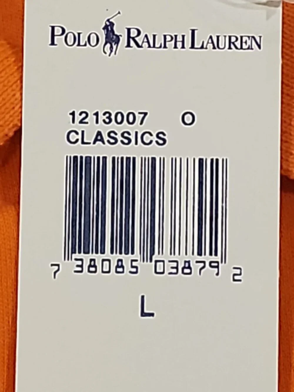 POLO RALPH LAUREN size L mens Orange Interlock Polo Shirt Green Pony Classic Fit